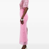 Gonna midi con orlo in pizzo rosa Rowen Rose - donna 