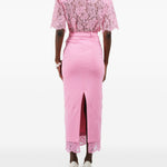 Gonna midi con orlo in pizzo rosa Rowen Rose - donna 