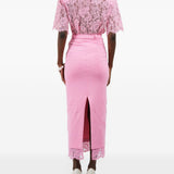 Gonna midi con orlo in pizzo rosa Rowen Rose - donna 