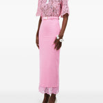 Gonna midi con orlo in pizzo rosa Rowen Rose - donna 