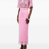 Gonna midi con orlo in pizzo rosa Rowen Rose - donna 