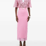 Gonna midi con orlo in pizzo rosa Rowen Rose - donna 