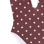 Costume da bagno a pois con scollo a v in marrone Rowen rose - donna 