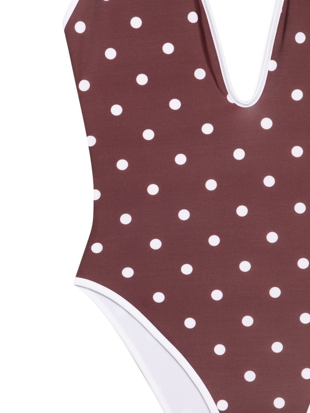 Costume da bagno a pois con scollo a v in marrone Rowen rose - donna 