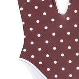 Costume da bagno a pois con scollo a v in marrone Rowen rose - donna 