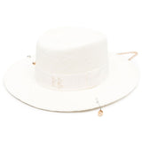 Cappello con piercing in rafia in bianco Ruslan baginskiy - donna 
