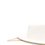 Cappello con piercing in rafia in bianco Ruslan baginskiy - donna 
