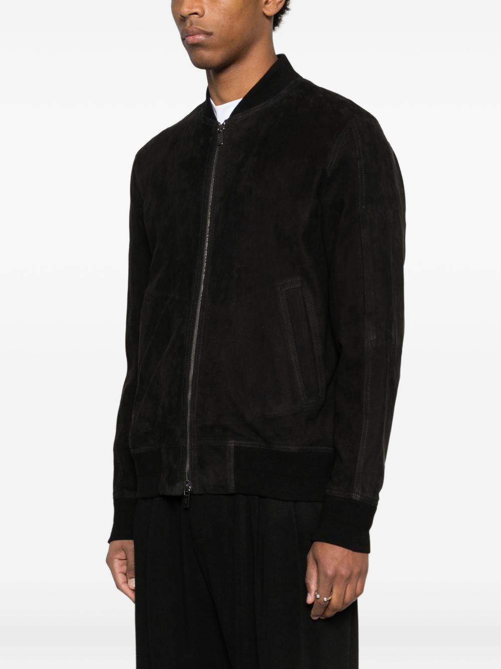 Bomber in pelle scamosciata in nero Salvatore santoro - uomo 