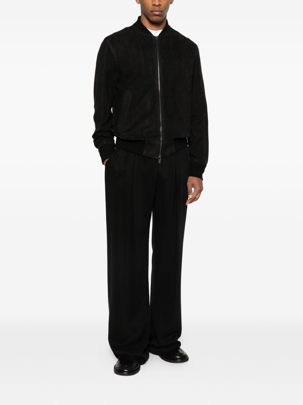 Bomber in pelle scamosciata in nero Salvatore santoro - uomo 