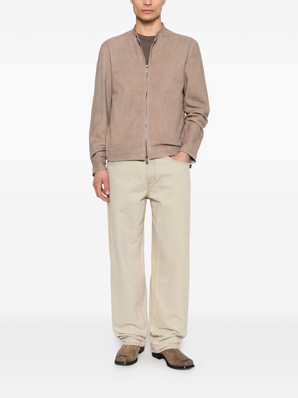 Giacca in pelle scamosciata in beige Salvatore santoro - uomo 