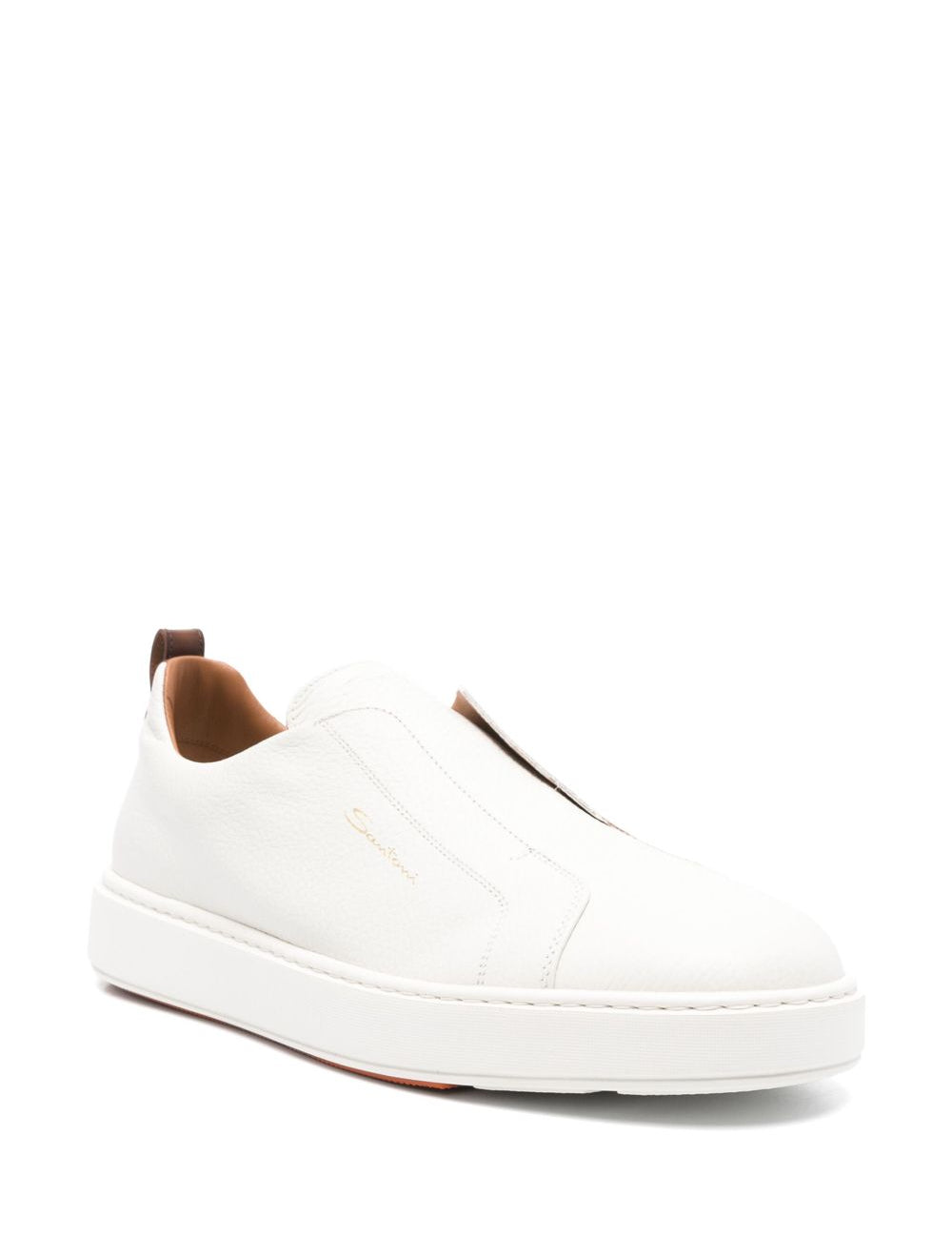 Sneakers senza lacci in suede in bianco Santoni - uomo 