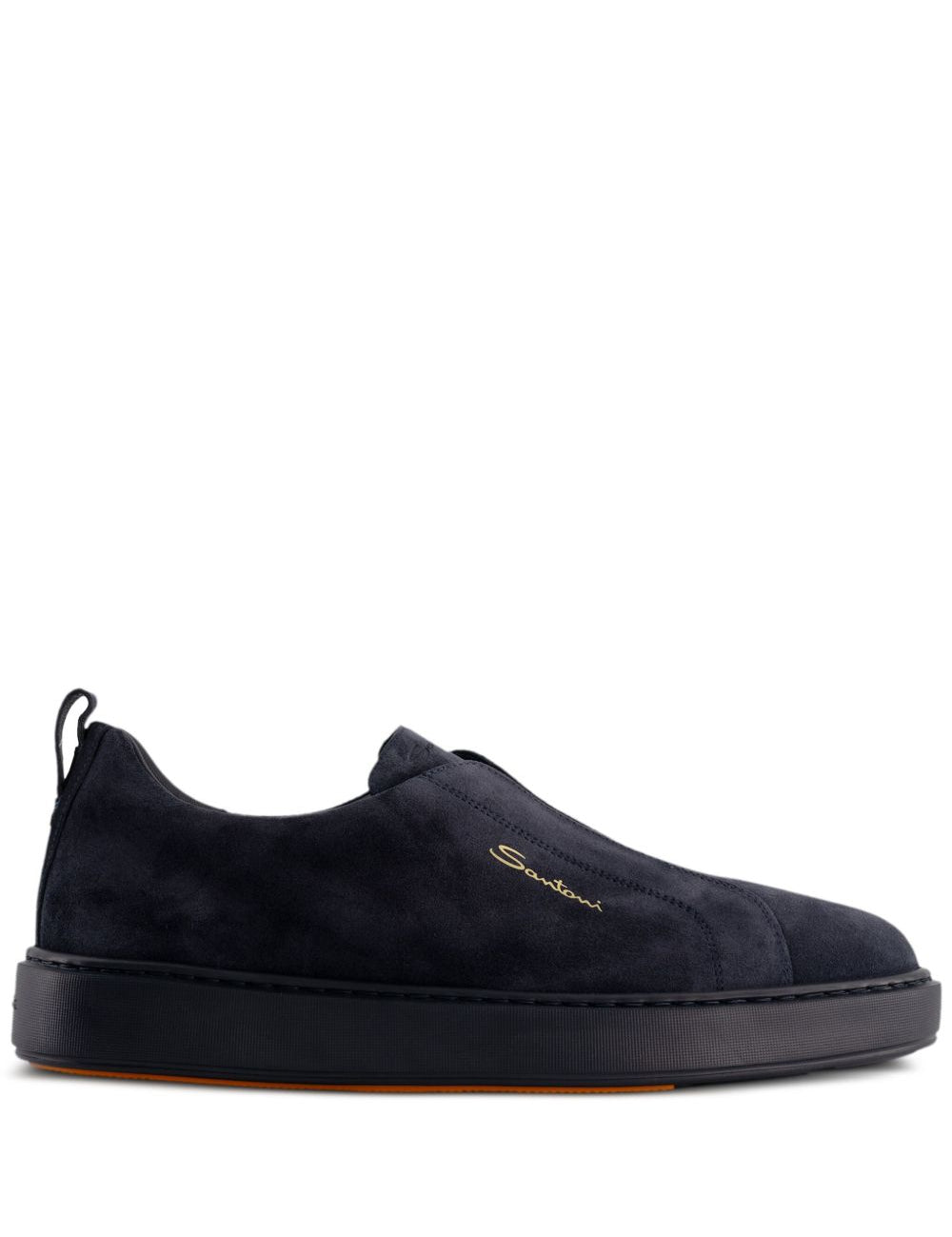 Sneakers senza lacci in suede in nero Santoni - uomo 