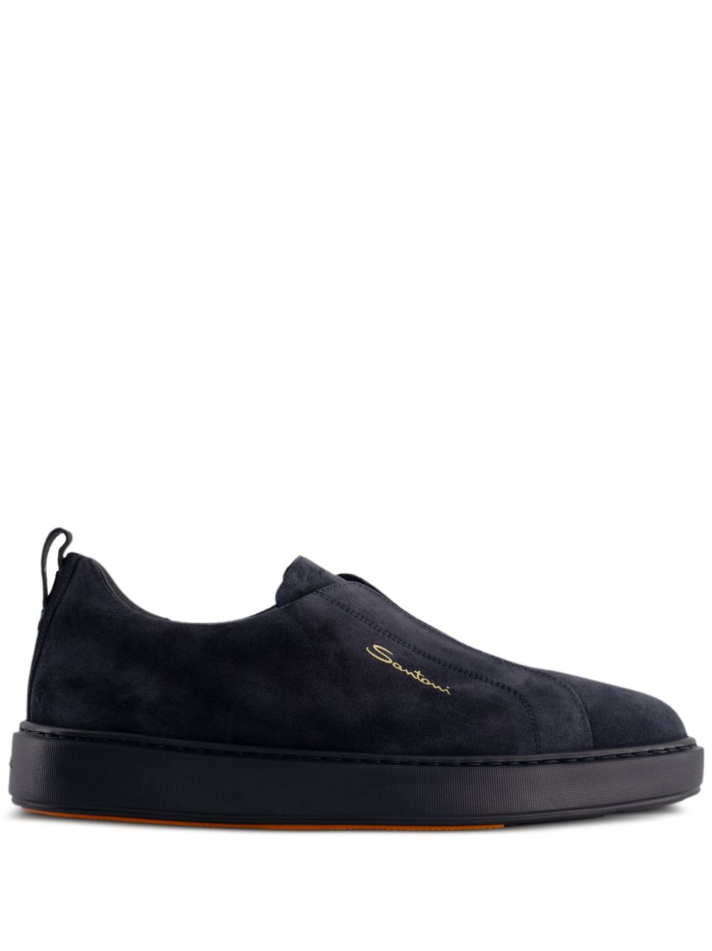 Sneakers senza lacci in suede in nero Santoni - uomo 
