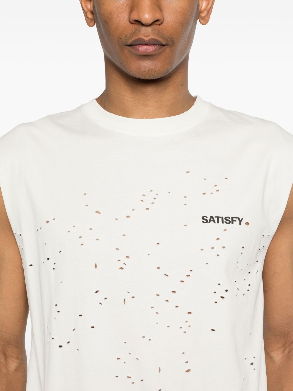 Canotta girocollo in bianco Satisfy - unisex 