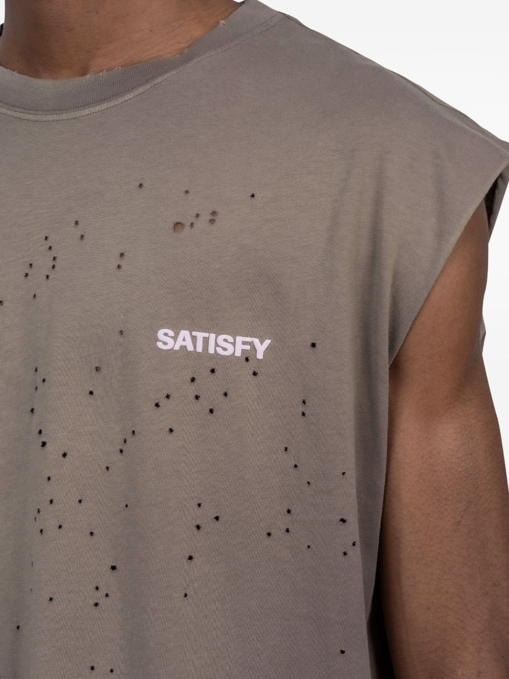 Canotta con stampa logo in beige Satisfy - unisex 