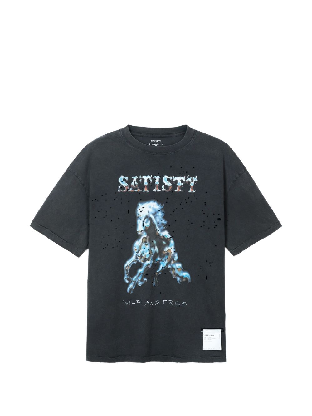 T-shirt con effetto vissuto in nero Satisfy - unisex 