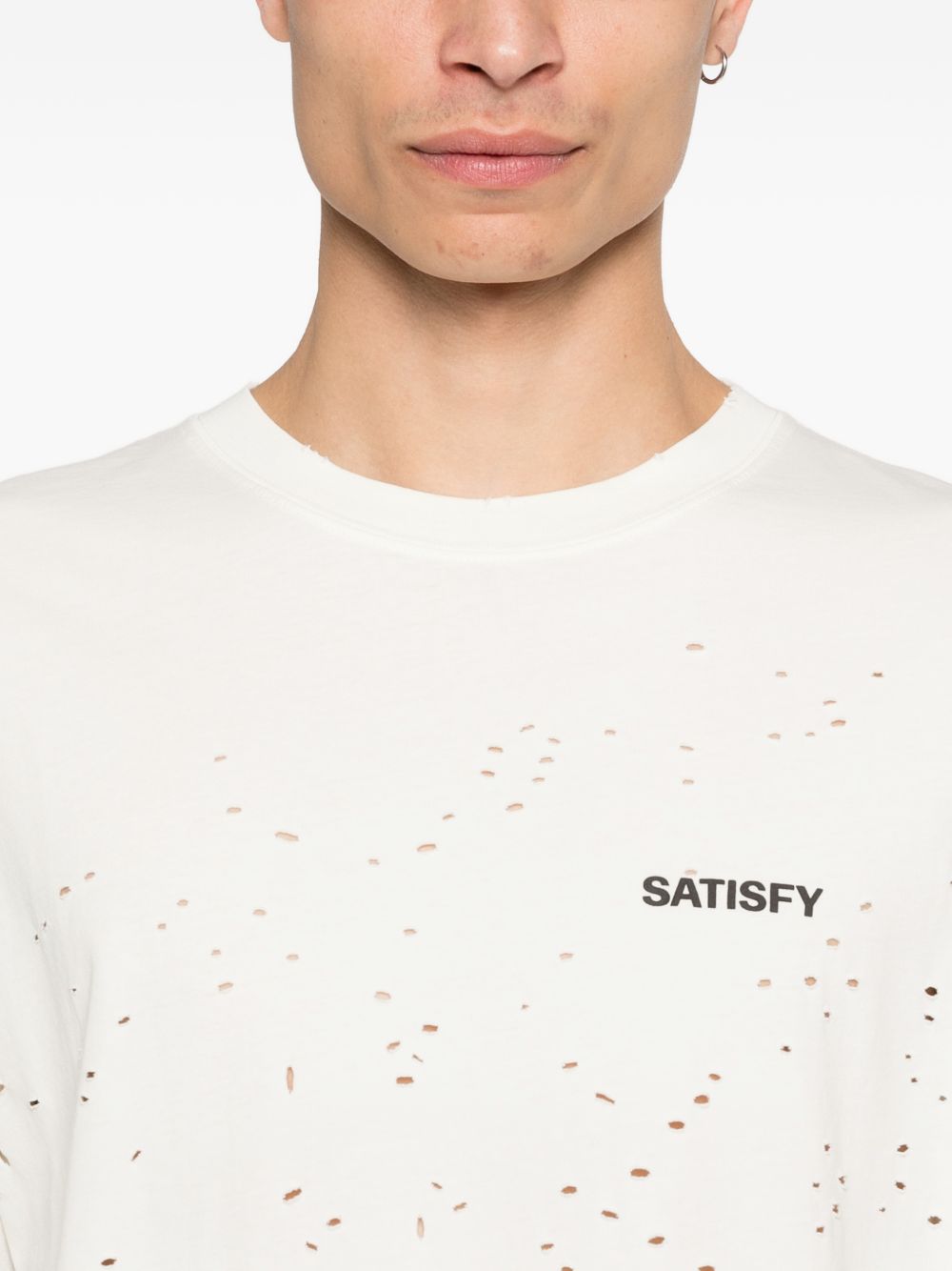 T-shirt girocollo in bianco Satisfy - unisex 