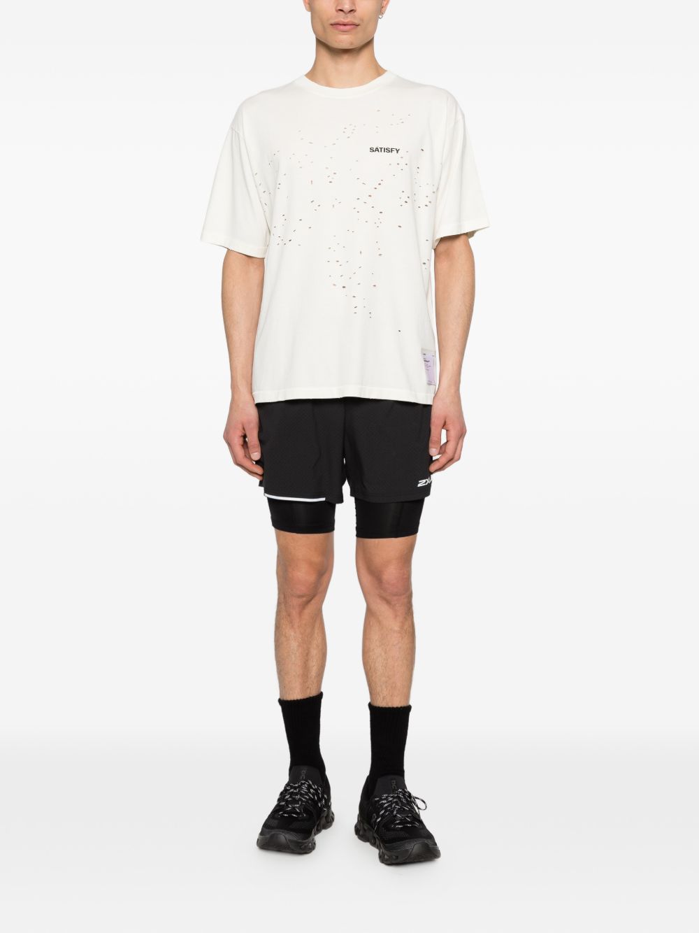 T-shirt girocollo in bianco Satisfy - unisex 