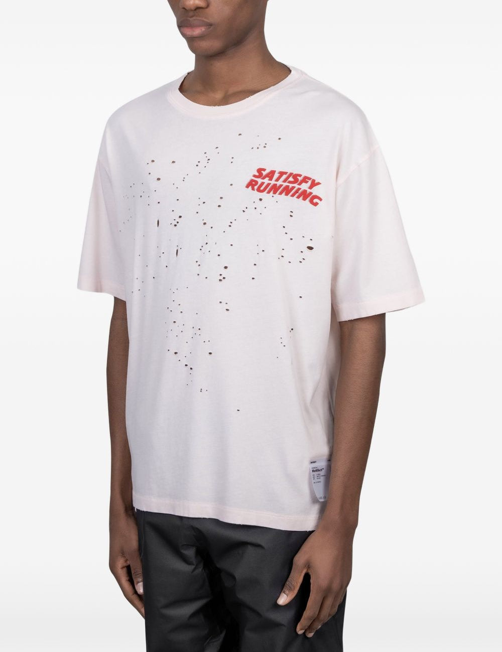 T-shirt con effetto vissuto in bianco Satisfy - unisex 