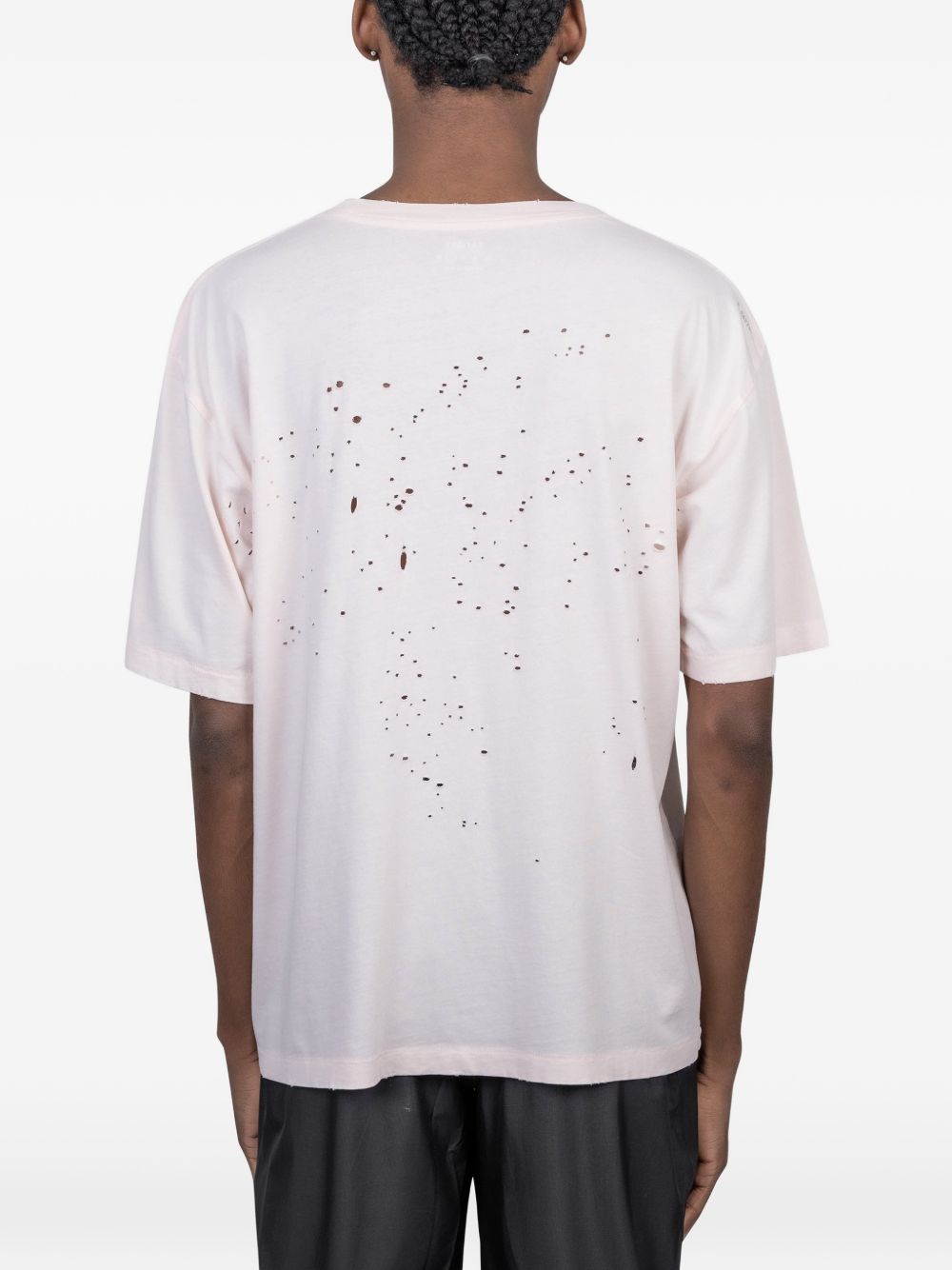T-shirt con effetto vissuto in bianco Satisfy - unisex 