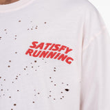 T-shirt con effetto vissuto in bianco Satisfy - unisex 