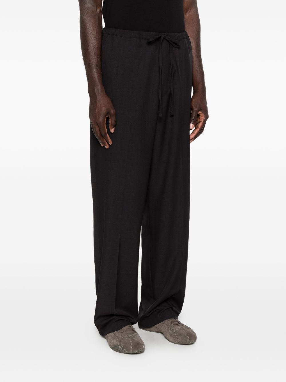 Pantaloni con coulisse in vita e piega precisa in nero Second layer - uomo 