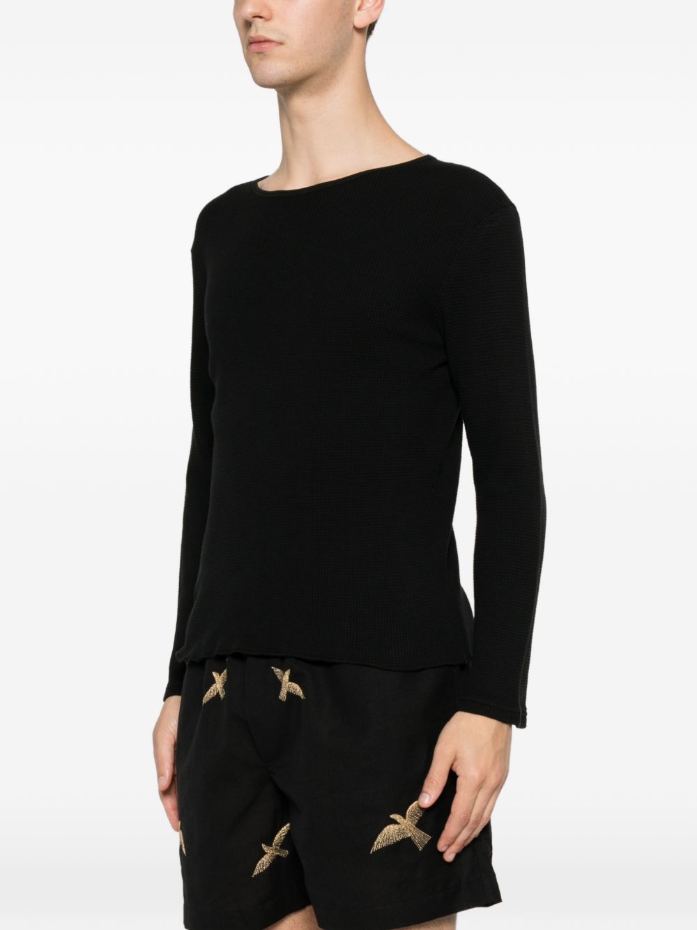 T-shirt a maniche lunghe in maglia a cuscinetto in nero Second layer - uomo 