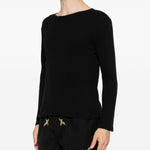 T-shirt a maniche lunghe in maglia a cuscinetto in nero Second layer - uomo 