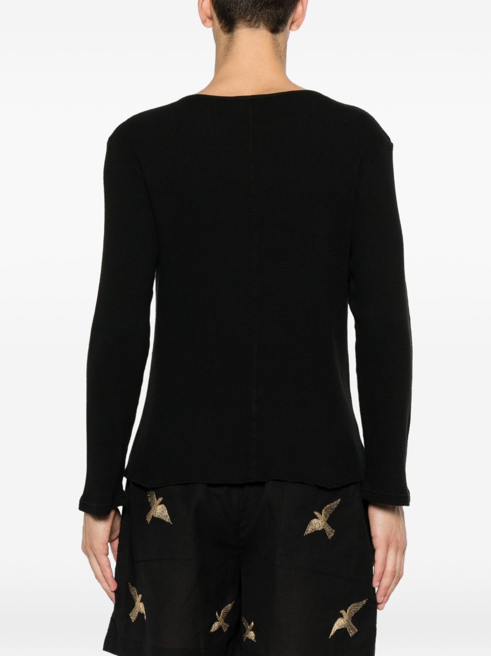 T-shirt a maniche lunghe in maglia a cuscinetto in nero Second layer - uomo 