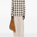 Camicia a maniche lunghe a quadri WES in blu e beige Sefr - uomo 