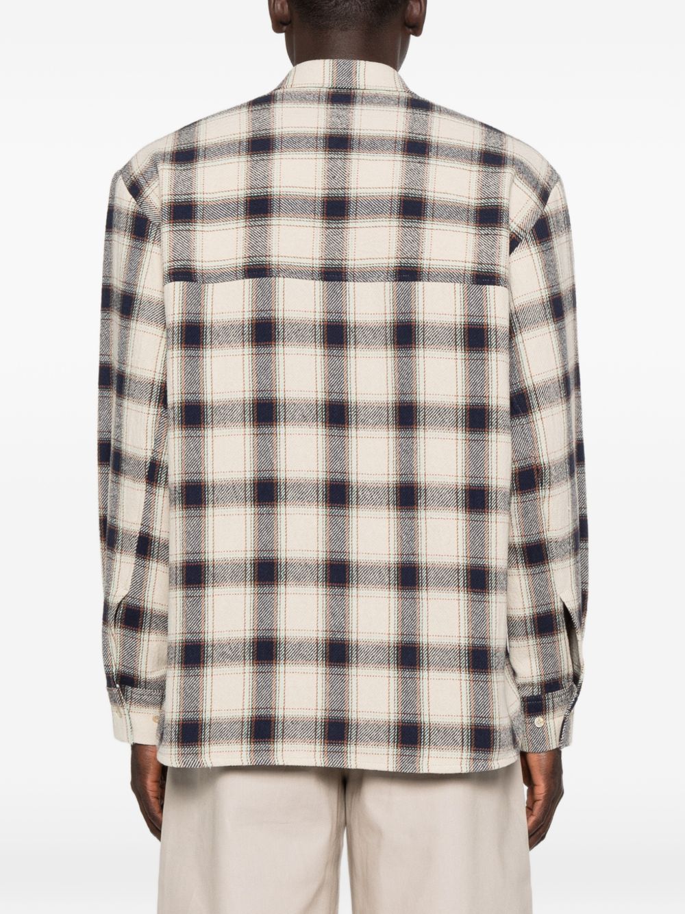 Camicia a maniche lunghe a quadri WES in blu e beige Sefr - uomo 