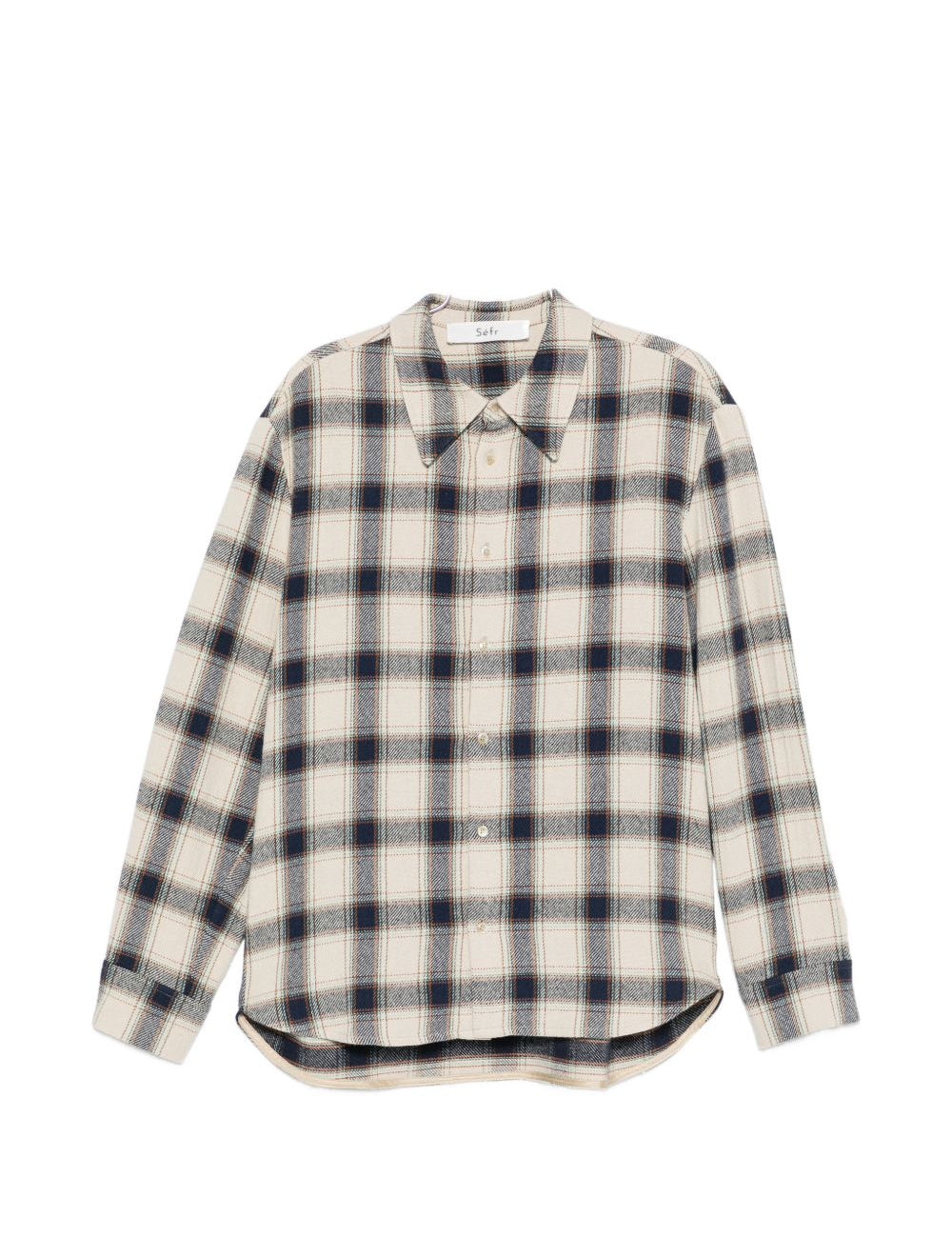 Camicia a maniche lunghe a quadri WES in blu e beige Sefr - uomo 
