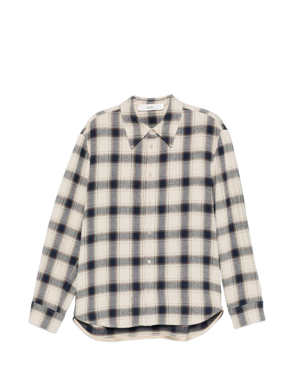 Camicia a maniche lunghe a quadri WES in blu e beige Sefr - uomo 