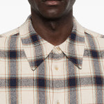 Camicia a maniche lunghe a quadri WES in blu e beige Sefr - uomo 