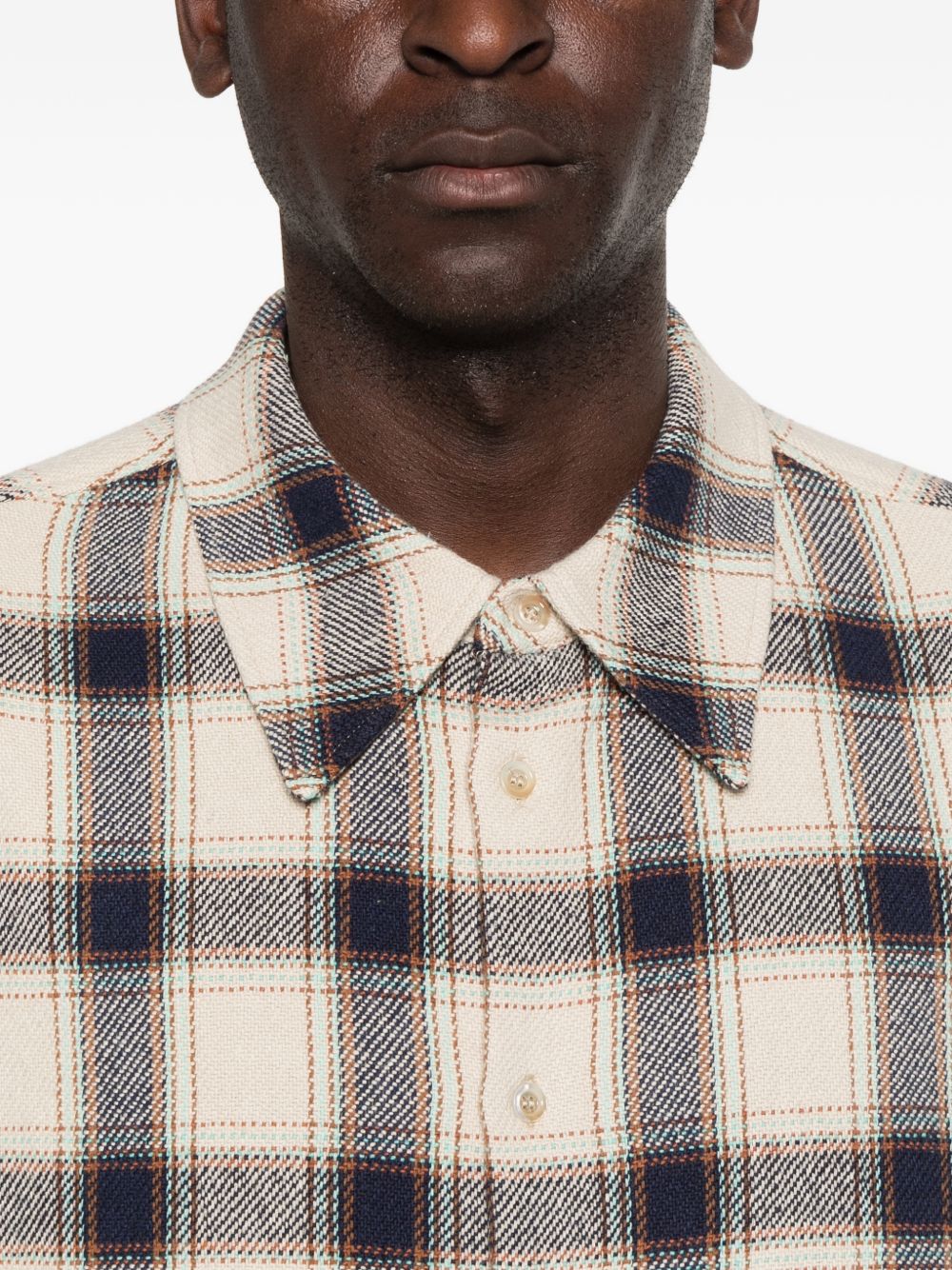 Camicia a maniche lunghe a quadri WES in blu e beige Sefr - uomo 