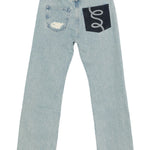 Jeans a gamba dritta swirl in celeste Sefr - uomo 