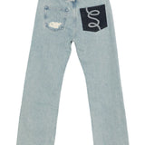 Jeans a gamba dritta swirl in celeste Sefr - uomo 