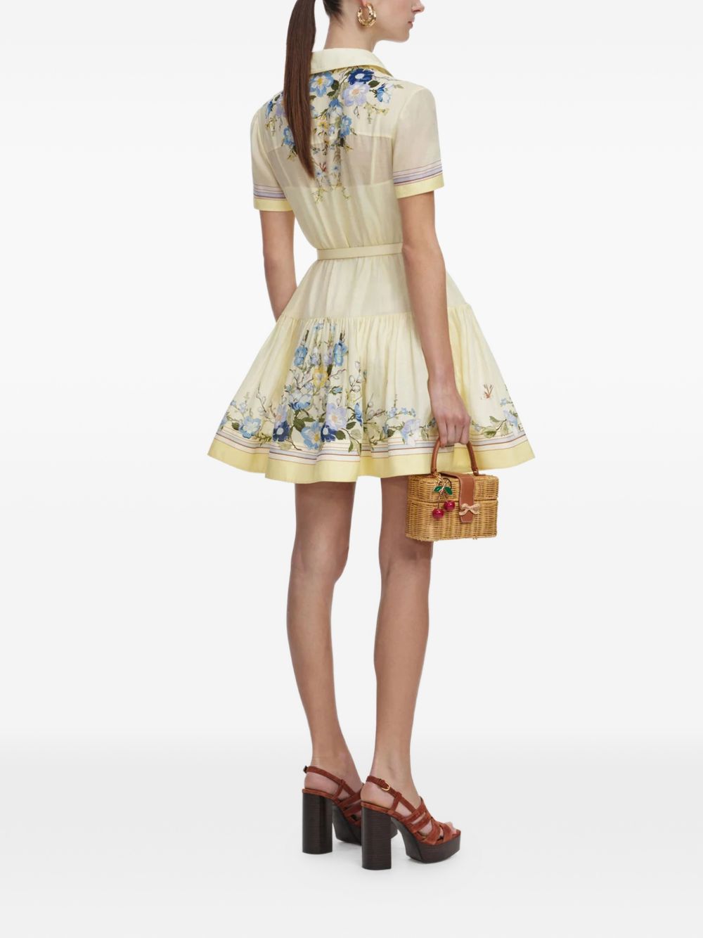 Chemisier a fiori con cintura in giallo Self-portrait - donna 