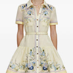 Chemisier a fiori con cintura in giallo Self-portrait - donna 