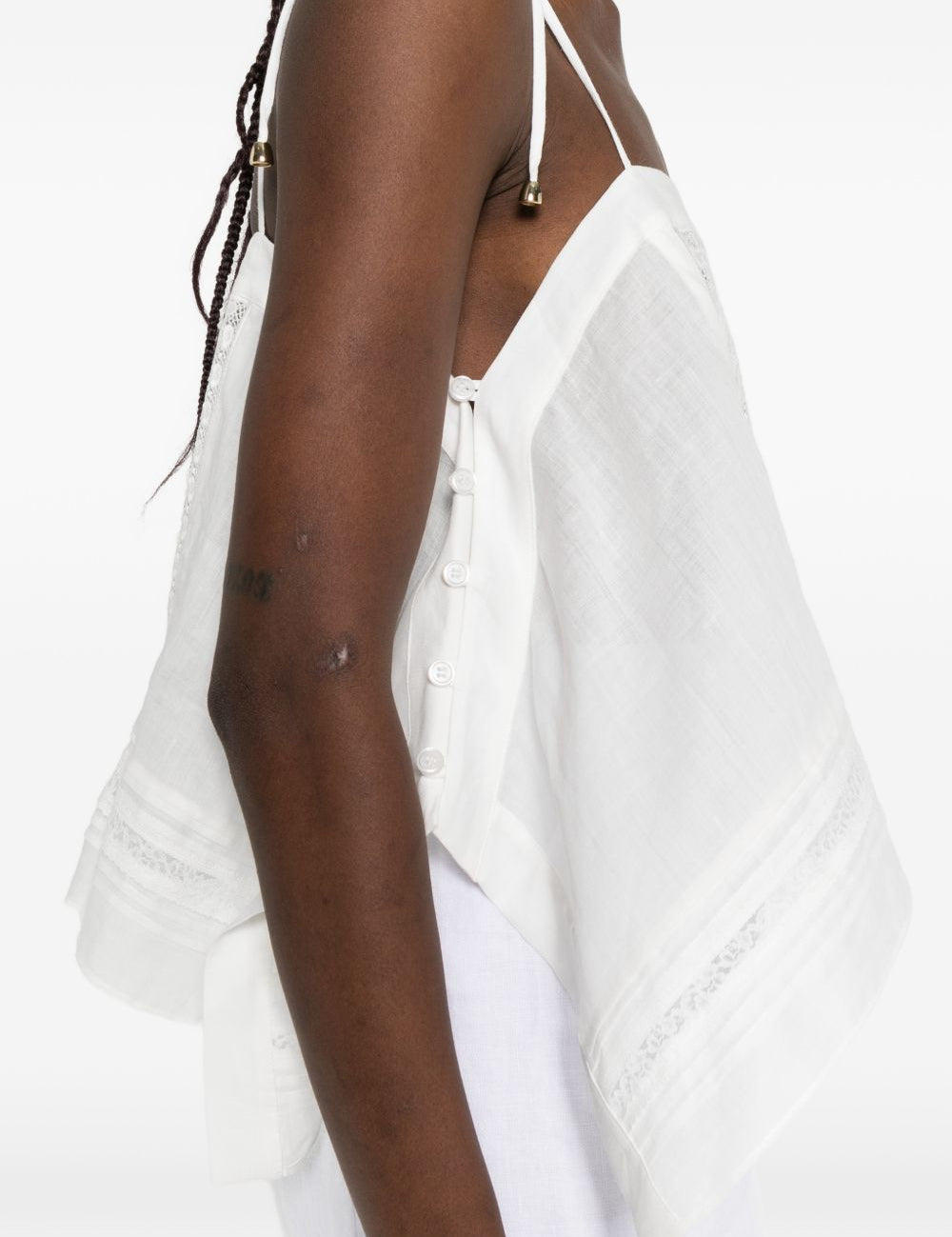 Top in ramie ricamato in bianco Self-portrait - donna 