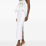 Top in ramie ricamato in bianco Self-portrait - donna 