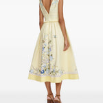 Abito midi con volant e stampa floreale in giallo Self-portrait - donna 