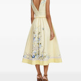 Abito midi con volant e stampa floreale in giallo Self-portrait - donna 