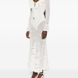 Abito lungo in crochet avorio Self-Portrait - donna 