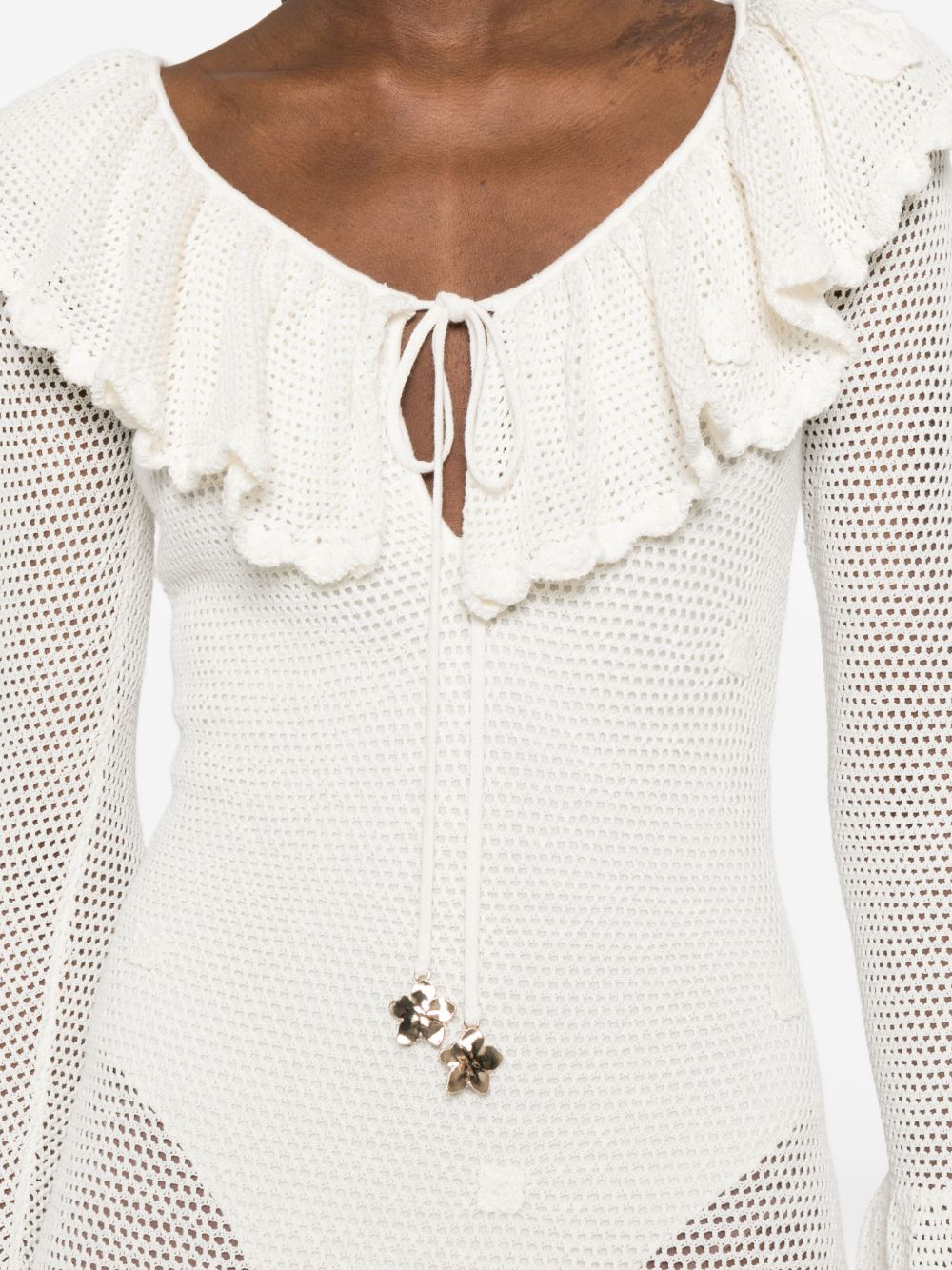 Abito lungo in crochet avorio Self-Portrait - donna 