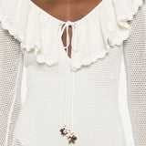 Abito lungo in crochet avorio Self-Portrait - donna 