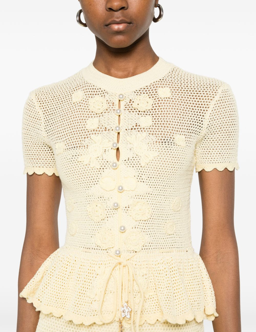 Abito midi in crochet giallo Self-Portrait - donna 
