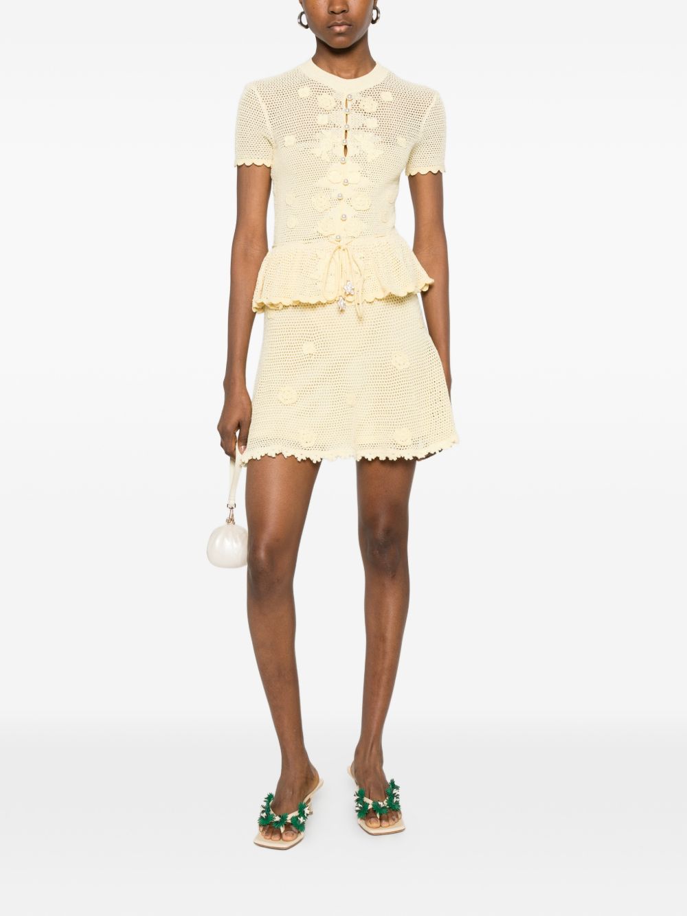 Abito midi in crochet giallo Self-Portrait - donna 