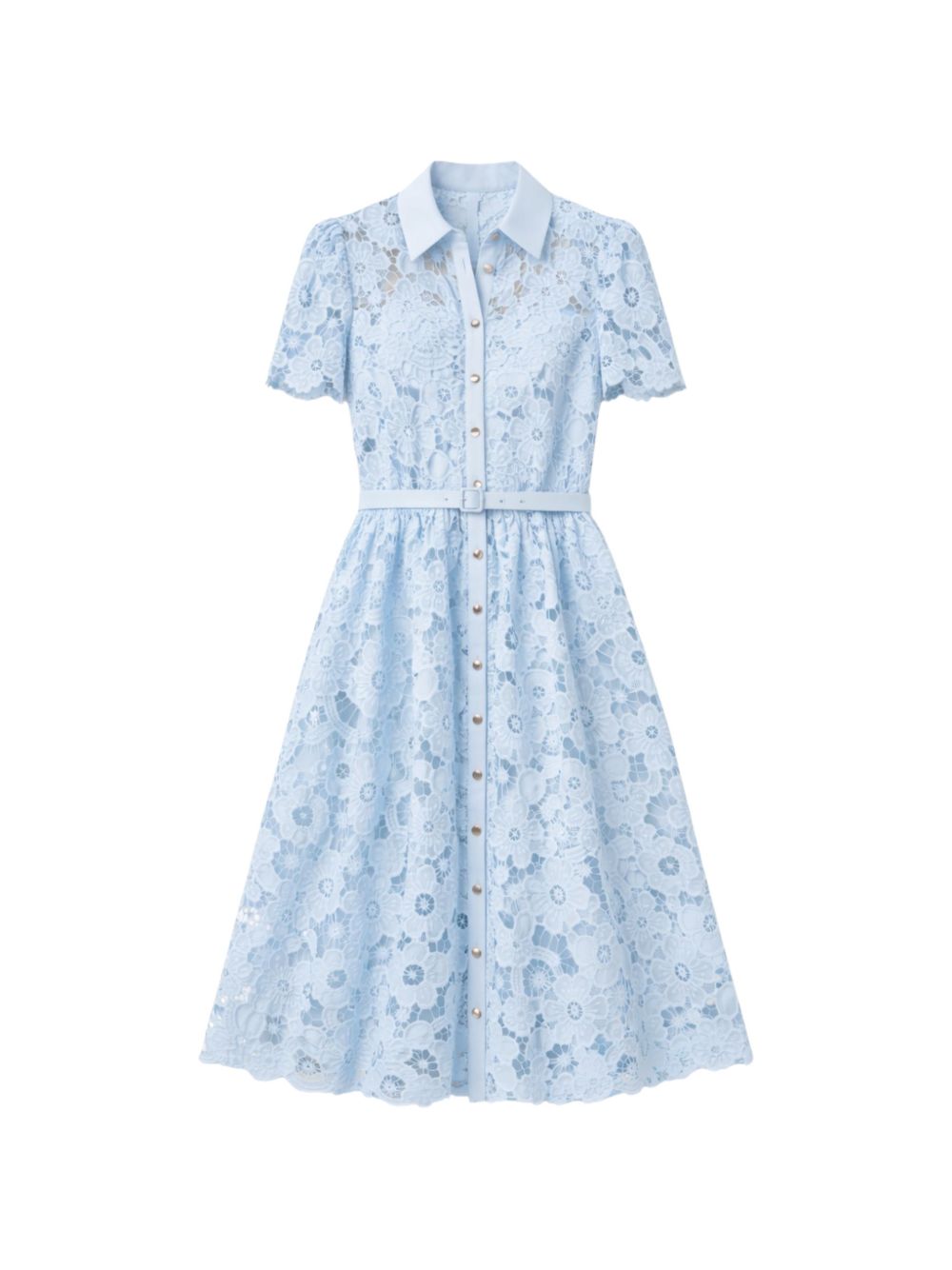 Abito midi con cintura blu cielo Self-Portrait - donna 