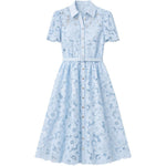 Abito midi con cintura blu cielo Self-Portrait - donna 